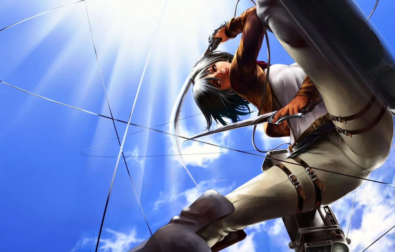 Photo wallpaper girl, Attack on Titan, attack of the titans, Mikasa