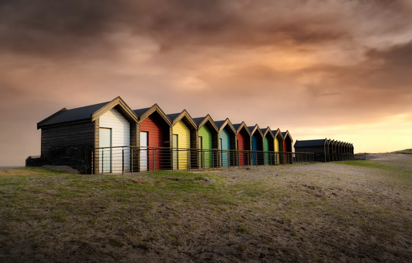 Photo wallpaper beach, the evening, house