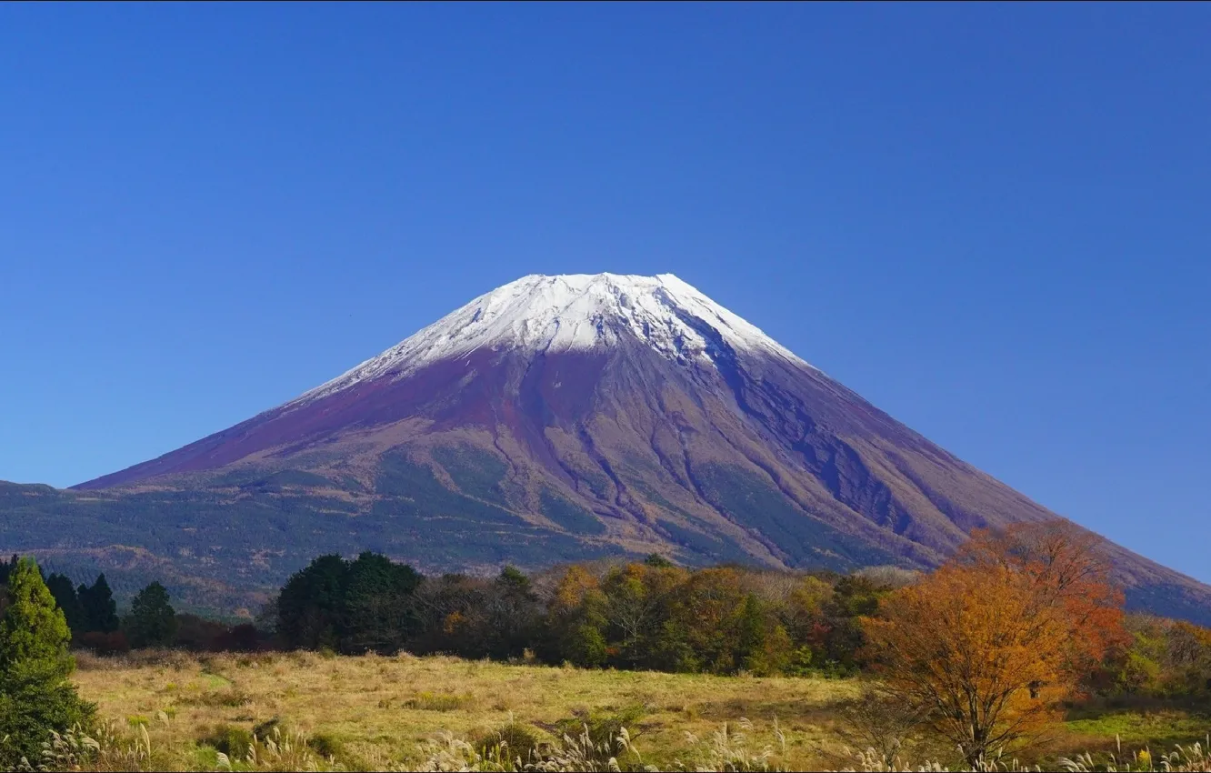 Photo wallpaper landscape, Fuji, Japan, summer, landscape, nature, beautiful, Fuji