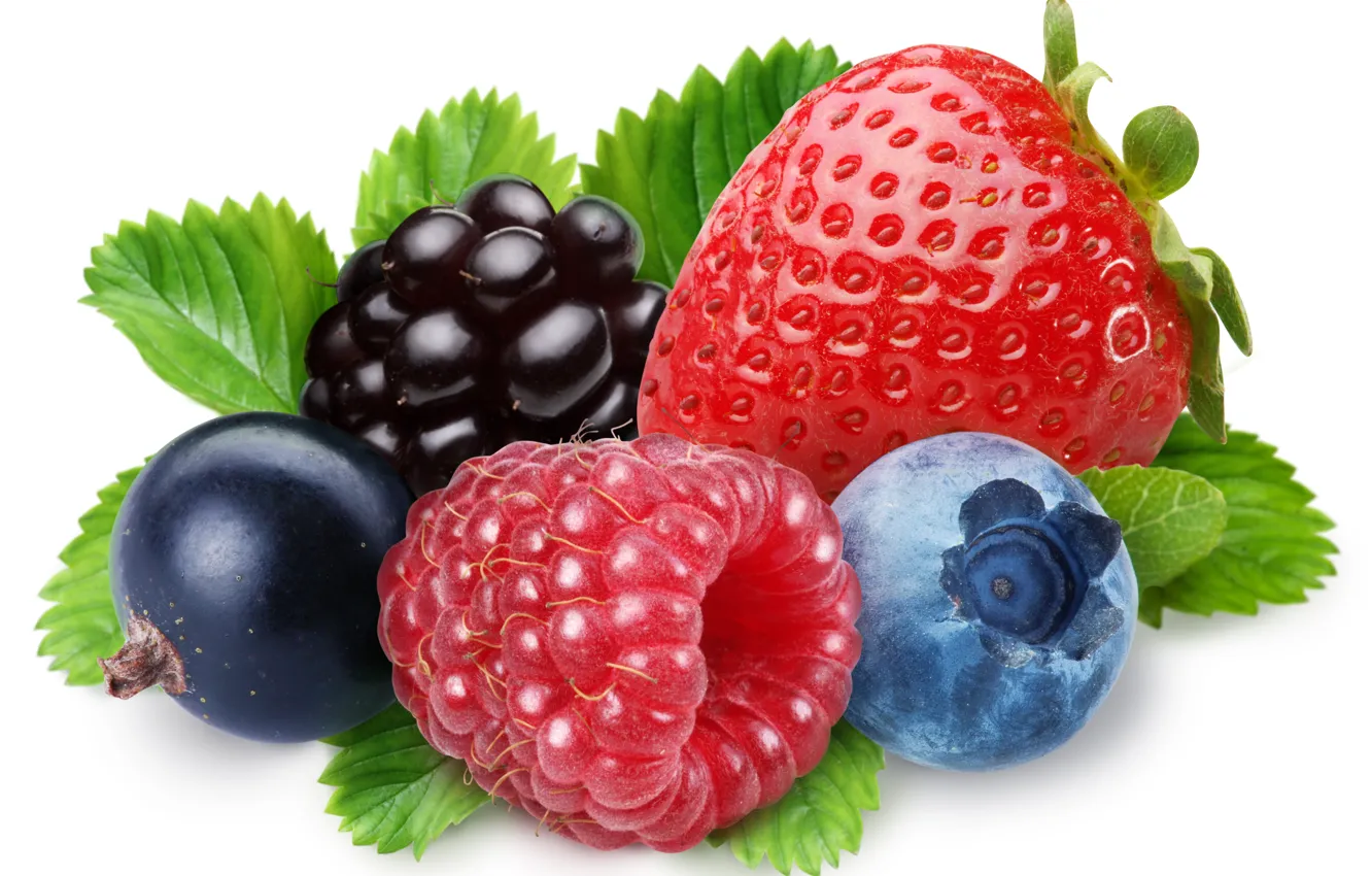 Photo wallpaper berries, raspberry, blueberries, strawberry, BlackBerry, black currant