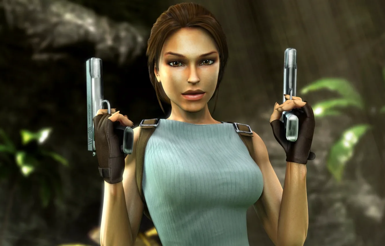 Photo wallpaper girl, guns, Tomb Raider, Lara Croft
