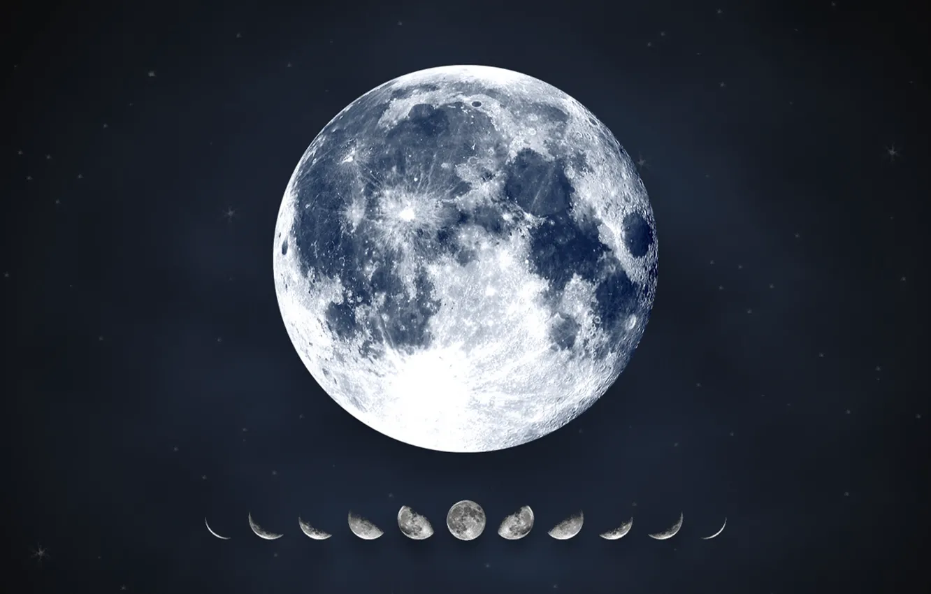 Photo wallpaper stars, the moon, moon, calendar, lunar