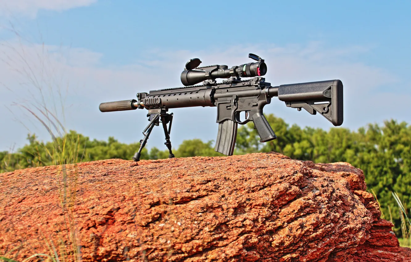 Photo wallpaper stones, weapons, rifle, sniper, MK12