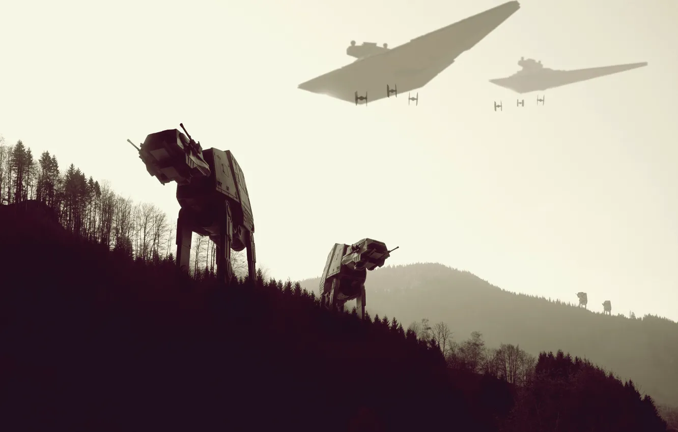 Photo wallpaper forest, work, Star Wars, star wars, Y-WING