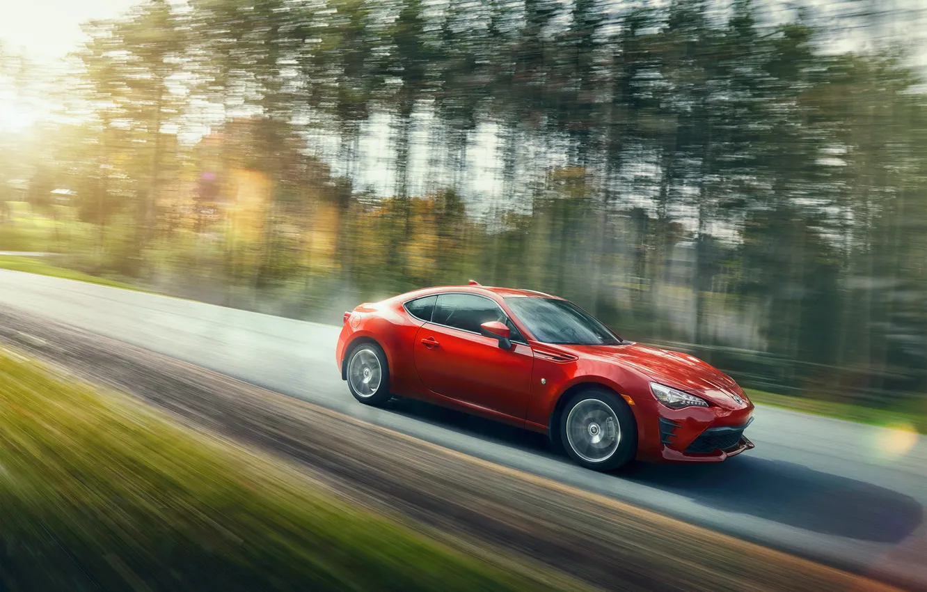 Photo wallpaper road, forest, transport, car, Toyota 86