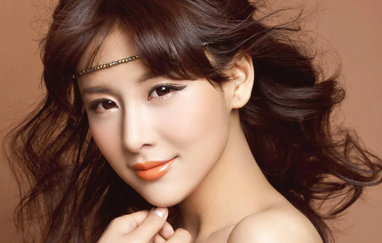 Photo wallpaper eyes, look, girl, hair, Asian, beautiful