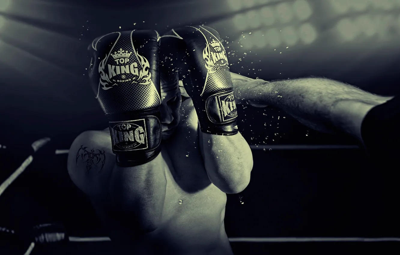 Photo wallpaper blocks, blow, gloves, the ring, fighter
