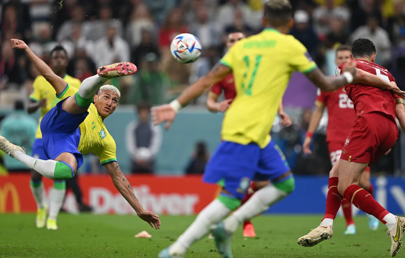 Photo wallpaper football, Brazil, Serbia, Richarlison, World Cup 2022