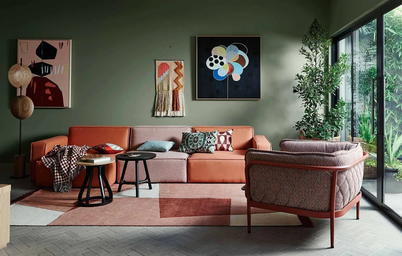 Photo wallpaper design, style, interior, picture, sofa, living room