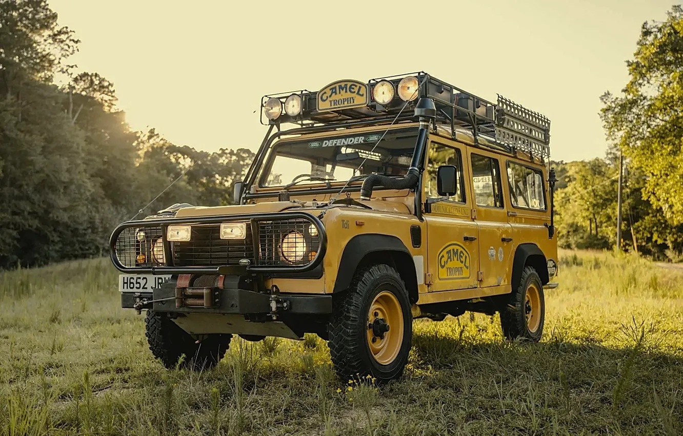 Photo wallpaper Land Rover, Defender 110, Camel Trophy