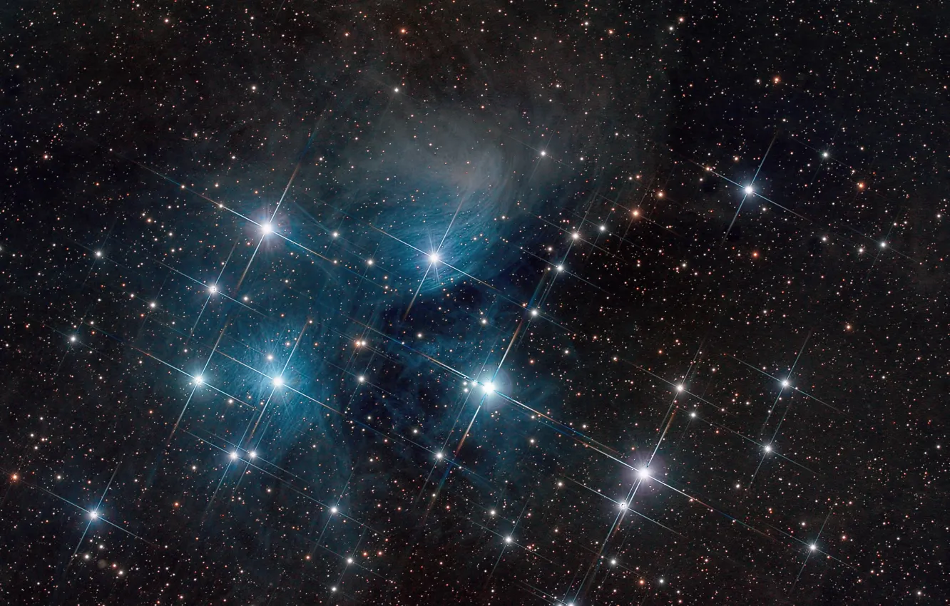 Photo wallpaper space, The Pleiades, star cluster, in the constellation of Taurus