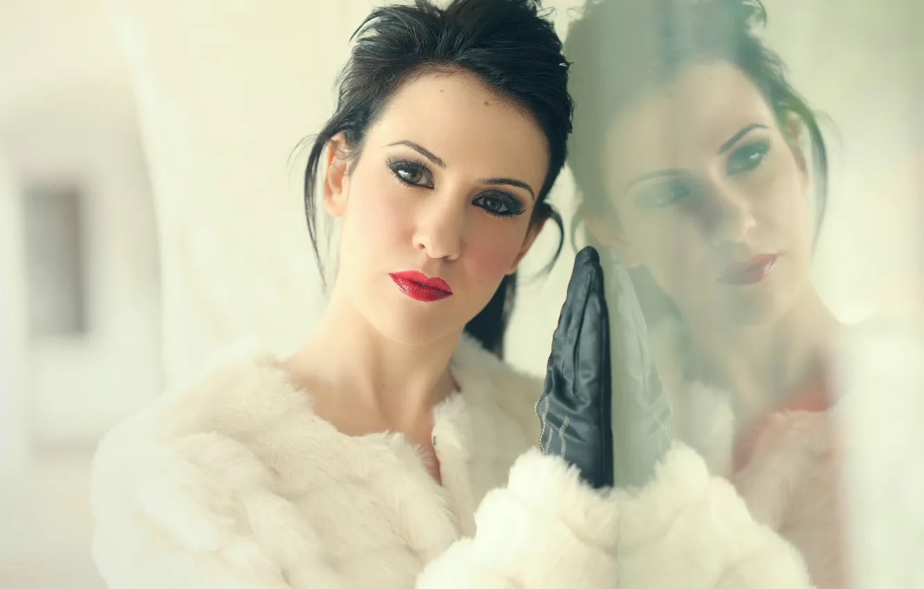 Photo wallpaper model, makeup, gloves, Pretty, Andrea Gomez