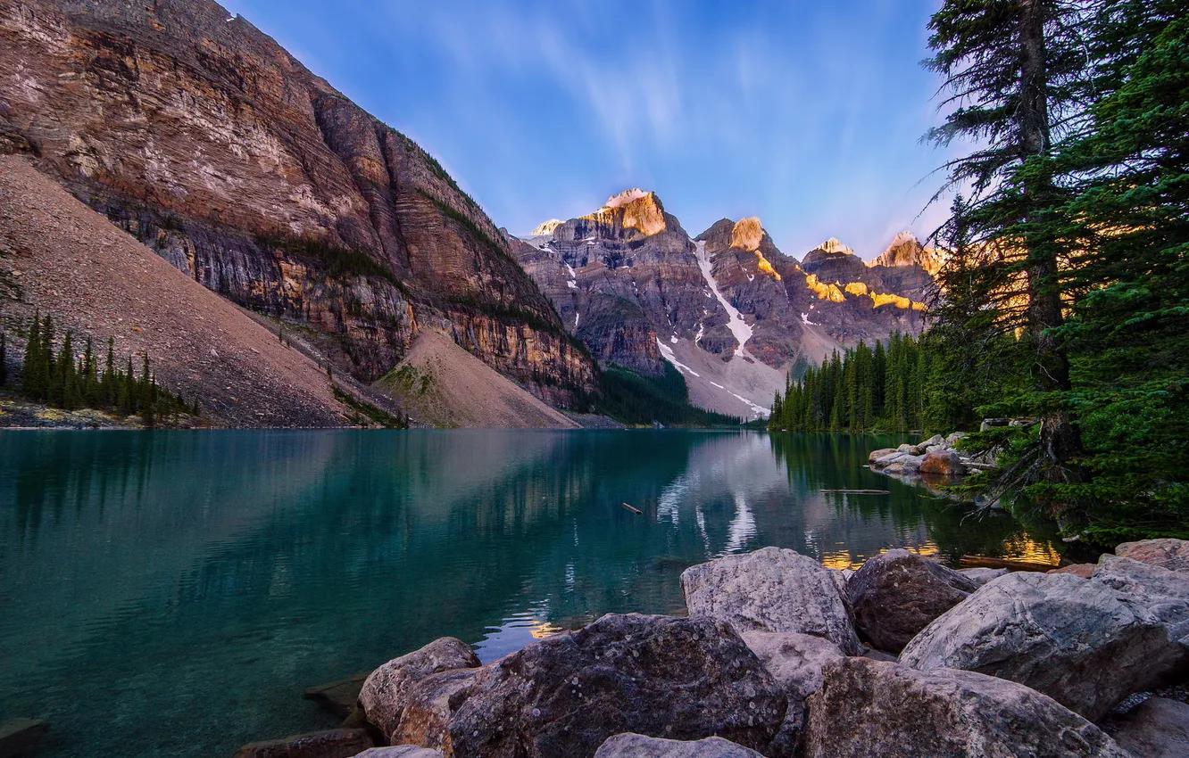 Photo wallpaper forest, mountains, nature, lake, river