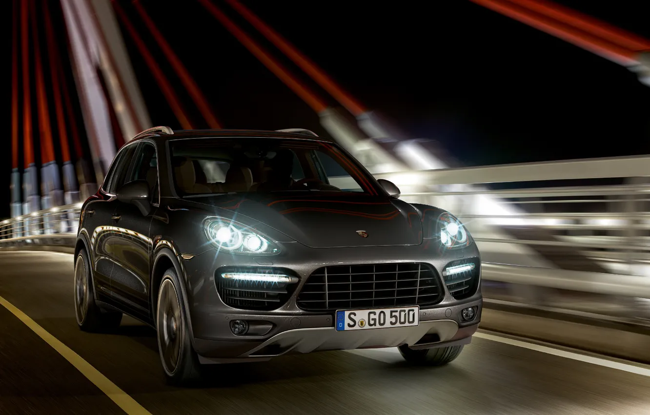Photo wallpaper Porsche, night, Cayenne Turbo