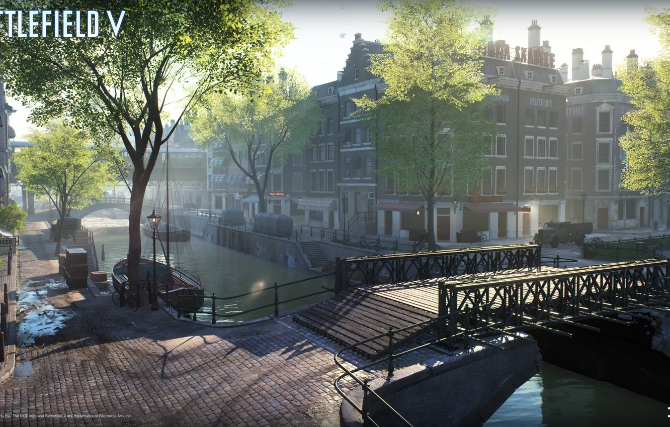 Photo wallpaper bridge, the city, pavers, channel, Battlefield V