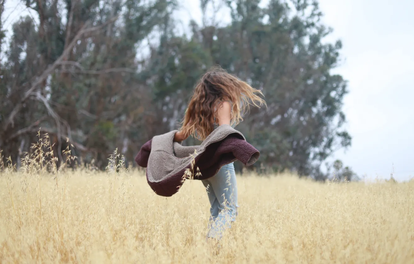Photo wallpaper field, summer, girl, hair
