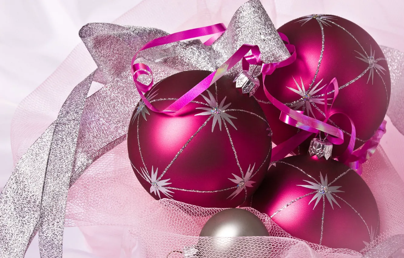 Photo wallpaper tape, Christmas decorations, Christmas balls, Burgundy