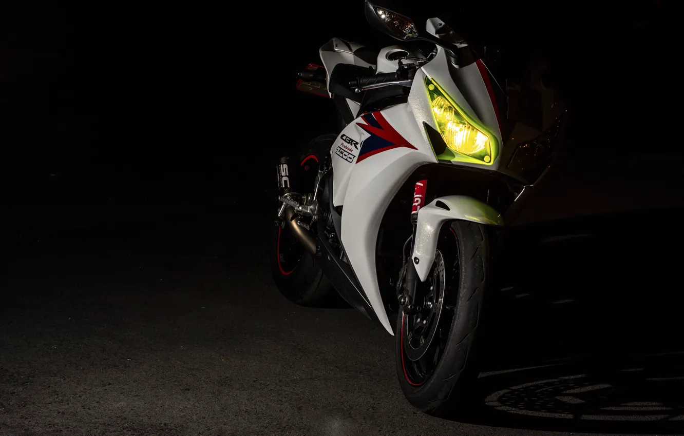 Photo wallpaper light, white, honda, darkness, fireblade