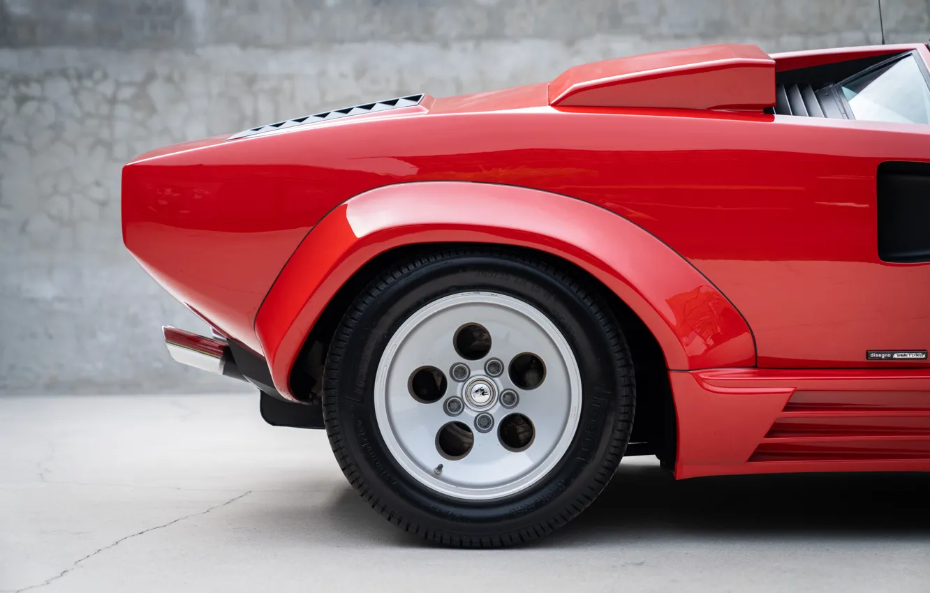 Photo wallpaper Lamborghini, red, lambo, Countach, wheel, Lamborghini Countach 5000QV