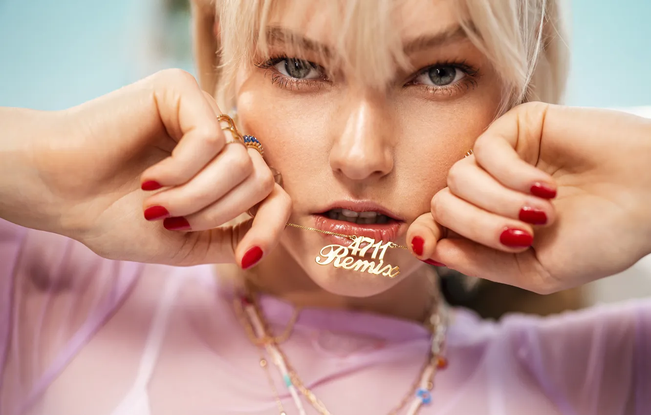 Photo wallpaper Girl, Look, Blonde, Hands, Closeup, Perfume, Forever wild, Exotic scent