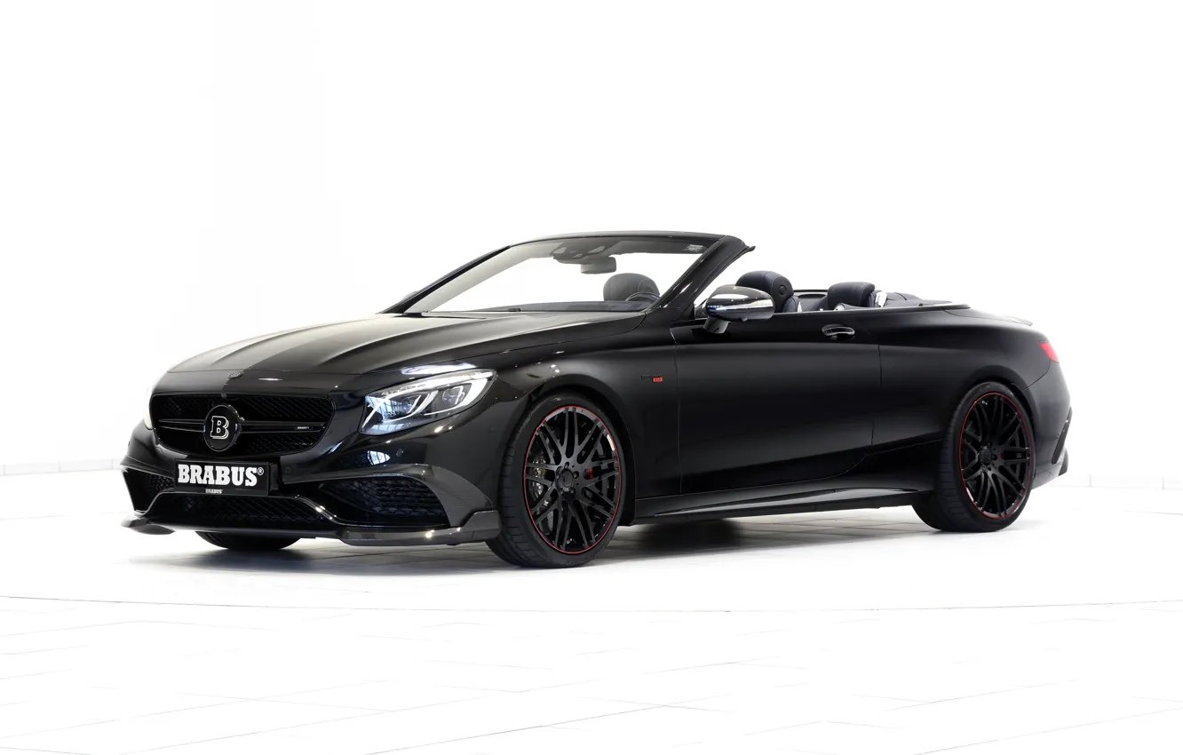Photo wallpaper black, Mercedes-Benz, white background, convertible, Brabus, Mercedes, Black, Cabriolet