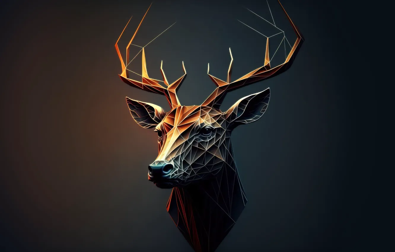 Photo wallpaper minimalism, deer, head, AI art
