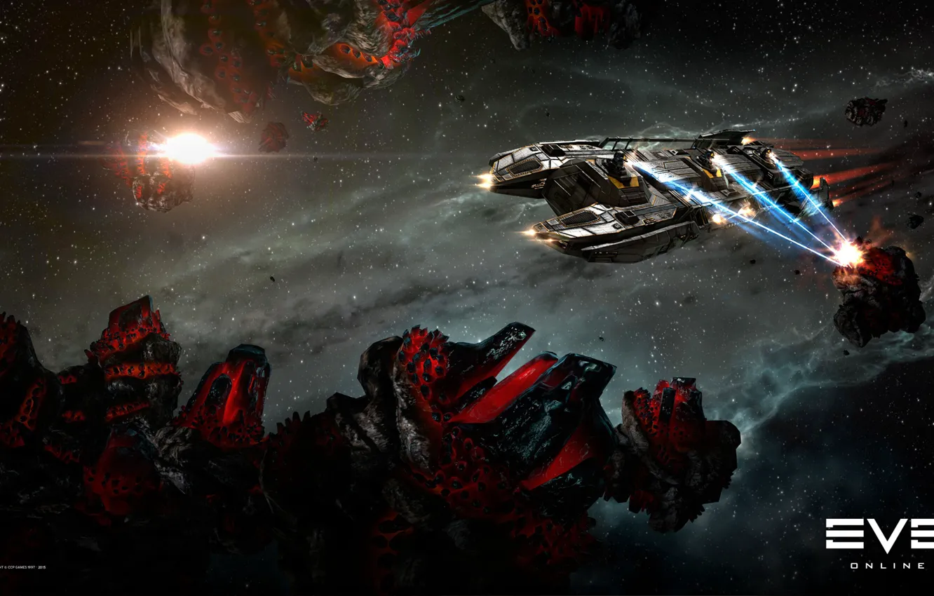 Photo wallpaper space, nebula, asteroids, space, spaceship, eve online, mining, space ship