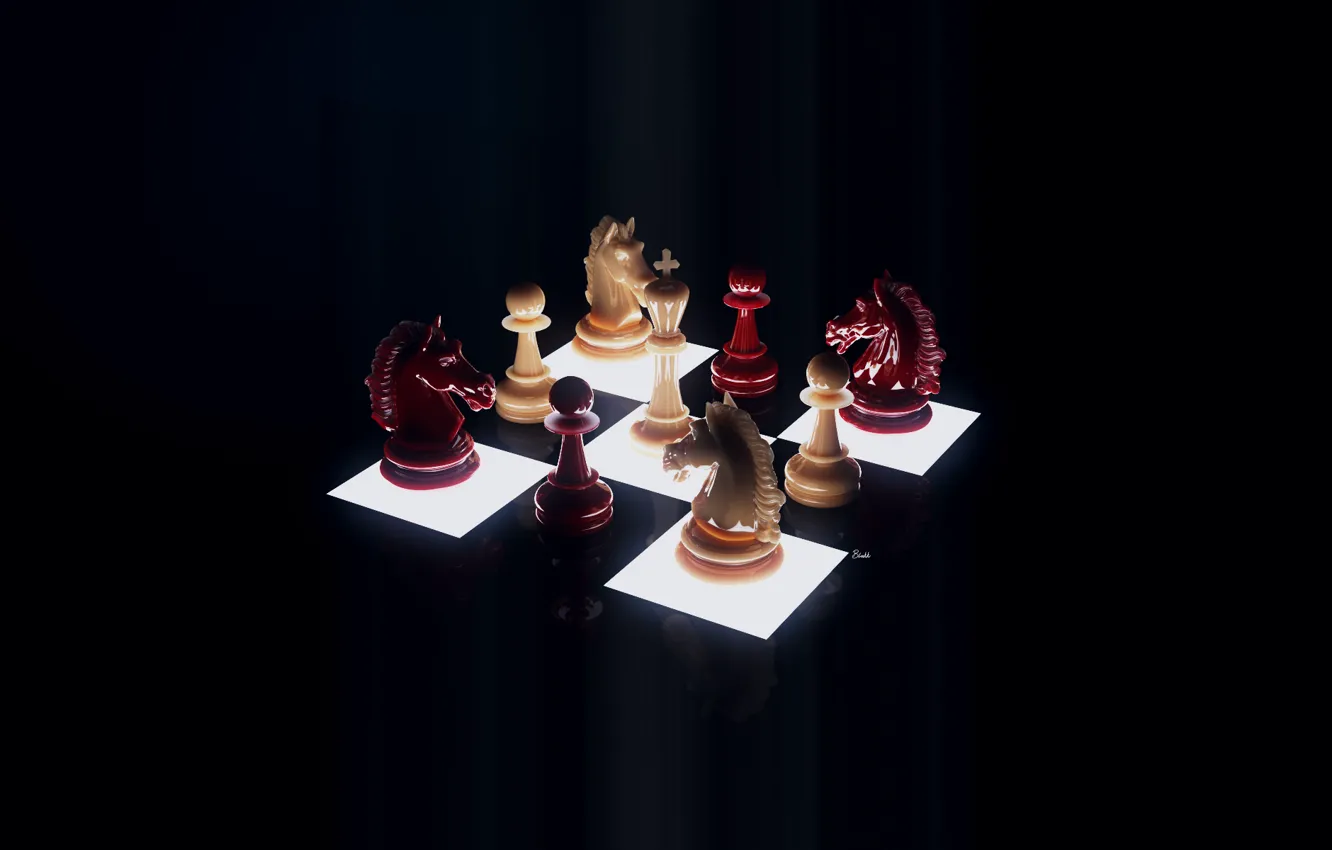 Photo wallpaper chess, render