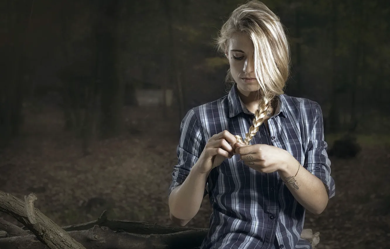 Photo wallpaper girl, portrait, braid