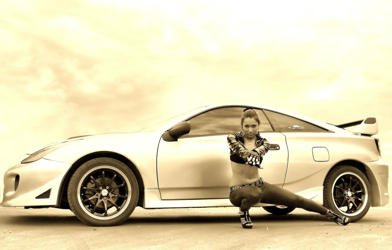 Photo wallpaper auto, girl, expressive eyes, Toyota Celica5