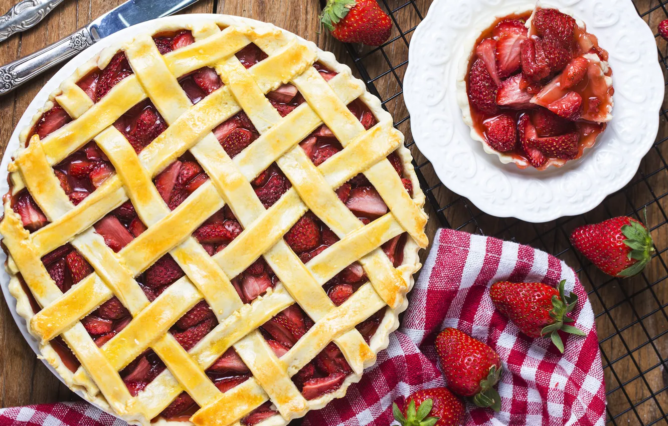 Photo wallpaper berries, strawberry, pie, fresh, cake, sweet, strawberry, berries