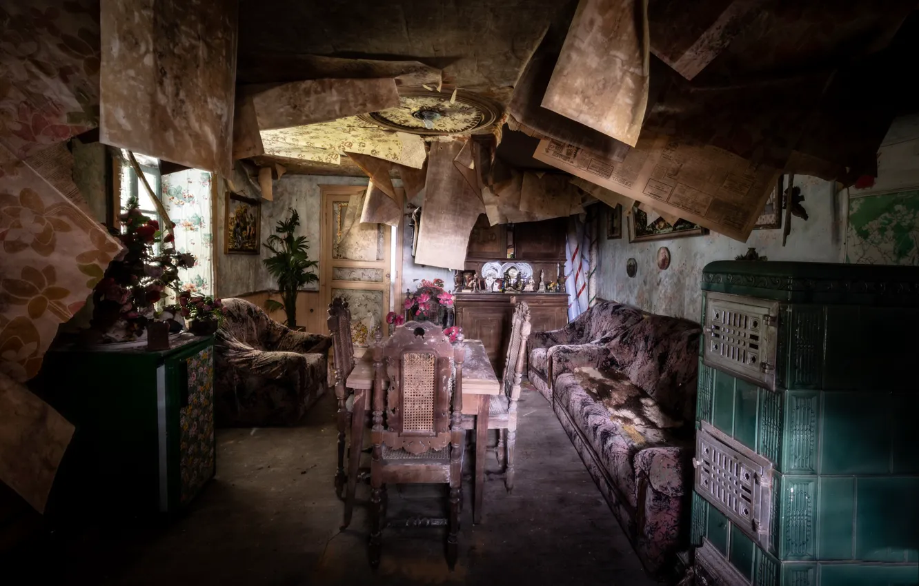 Photo wallpaper table, room, oven