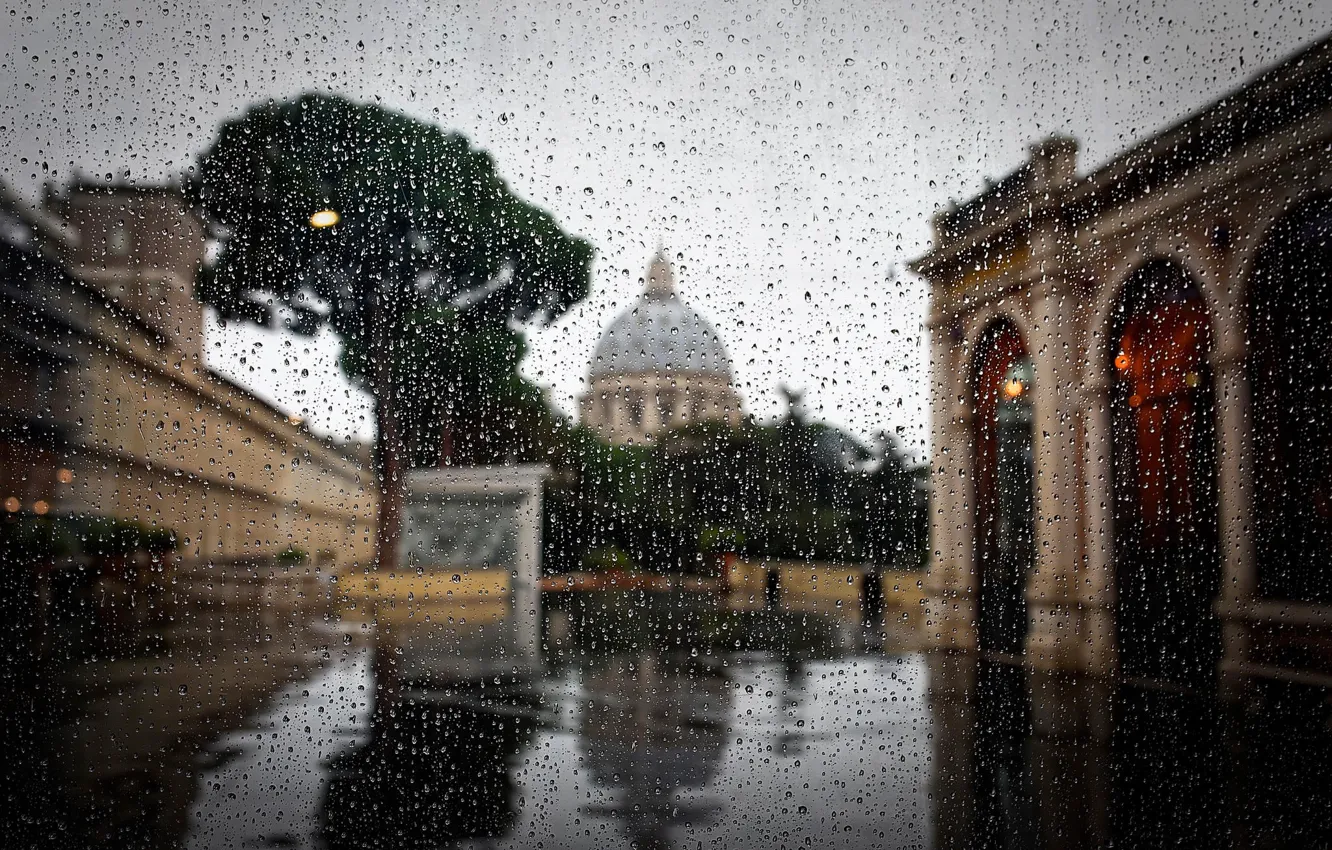 Photo wallpaper drops, rain, Rome