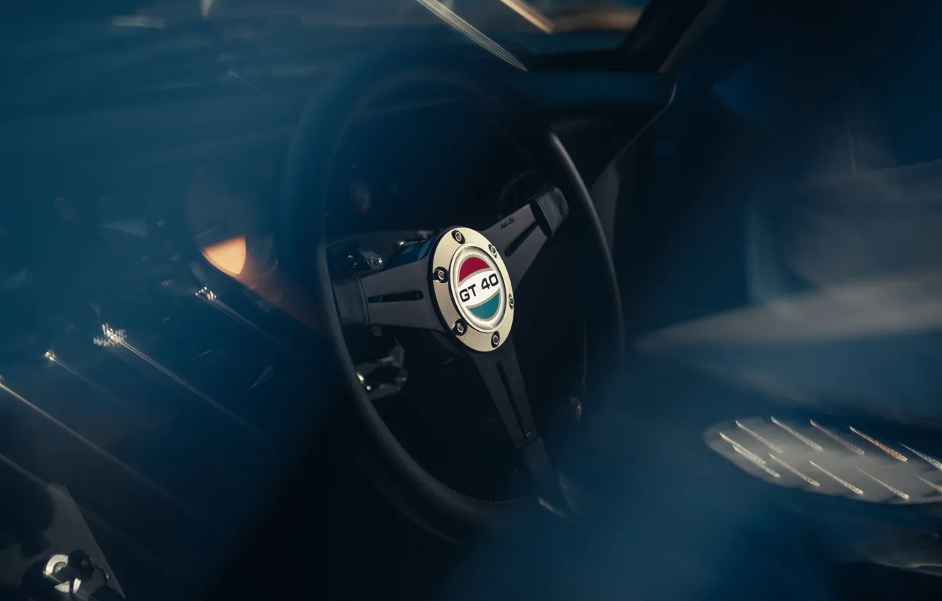 Photo wallpaper Ford, logo, steering wheel, GT, Ruffian GT40