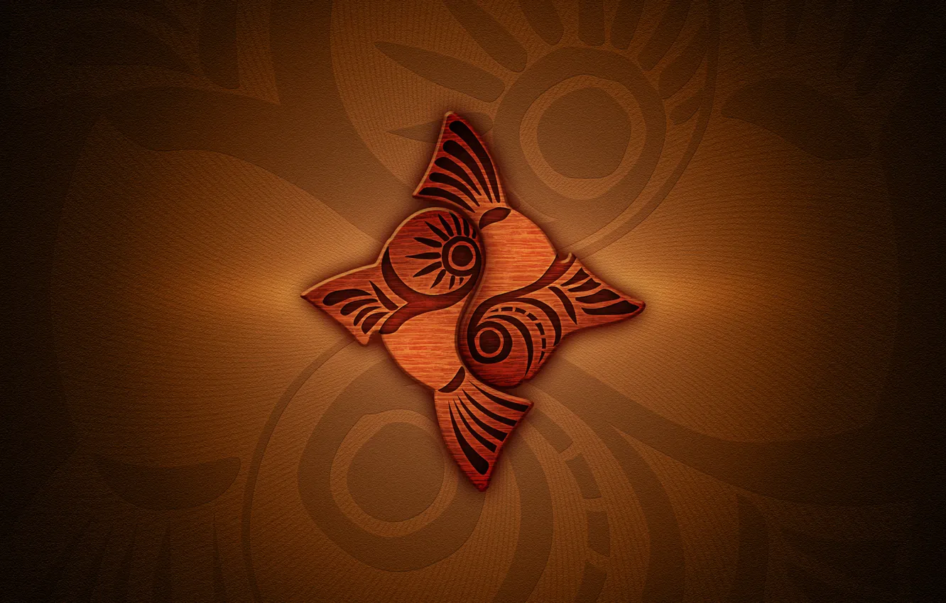 Photo wallpaper trees, sign, fish, pair