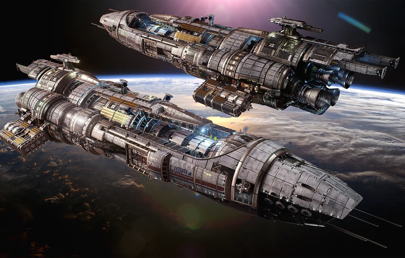 Photo wallpaper space, planet, ships, Fractured Space, USR Black Widow