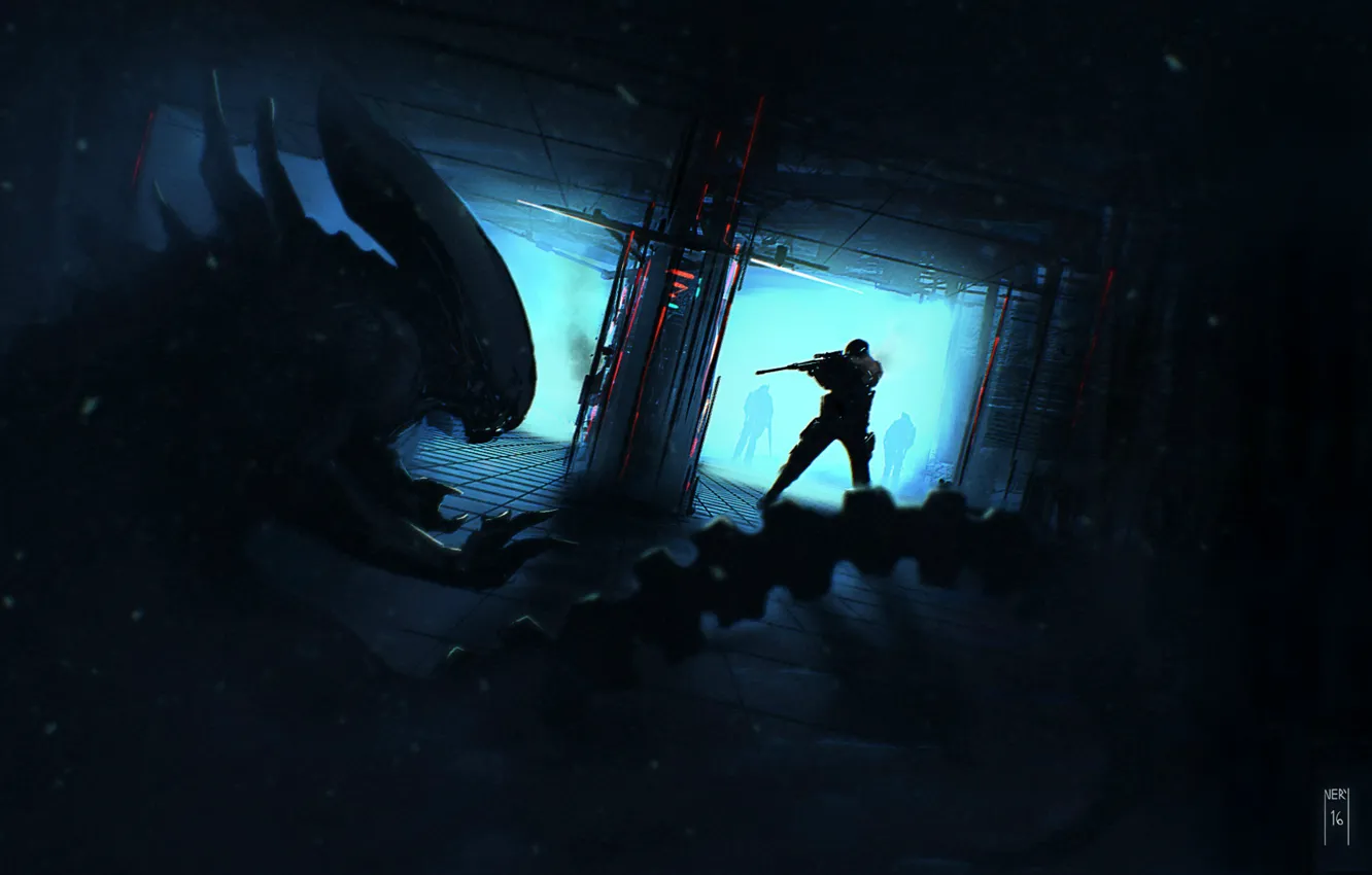 Photo wallpaper weapons, people, ship, art, Stranger, alien