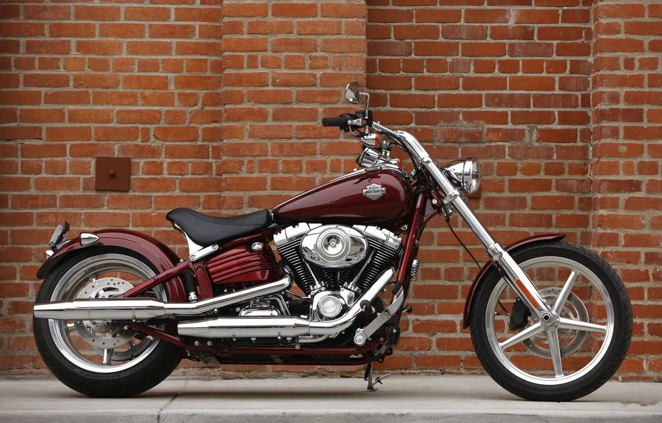 Photo wallpaper wall, brick, Harley, Davidson