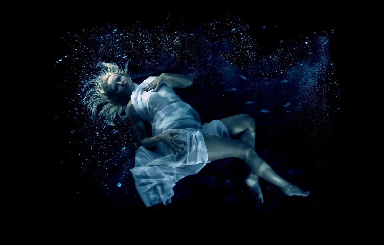 Photo wallpaper BUBBLES, DRESS, The DARKNESS, waters.WATER