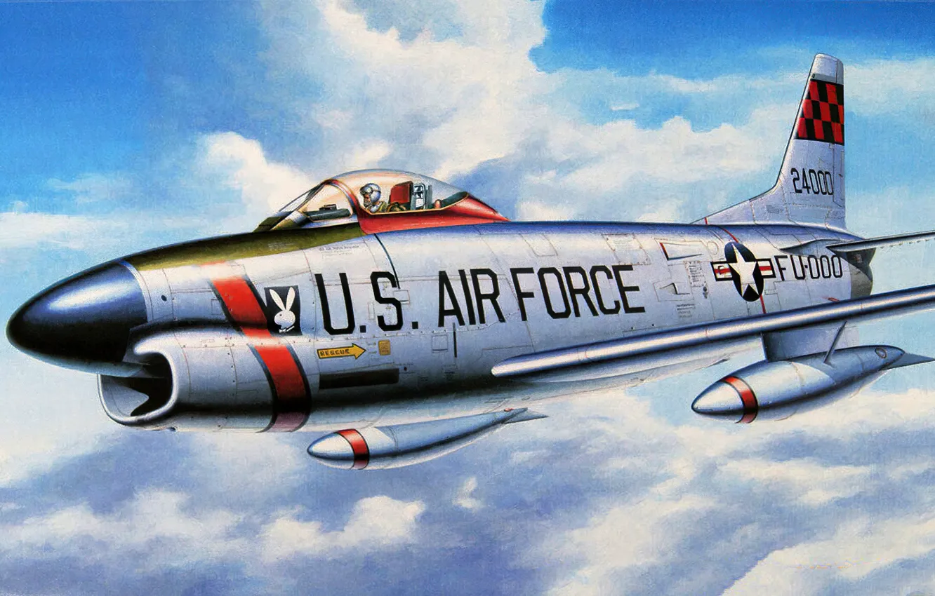 Photo wallpaper art, airplane, painting, aviation, jet, F-86