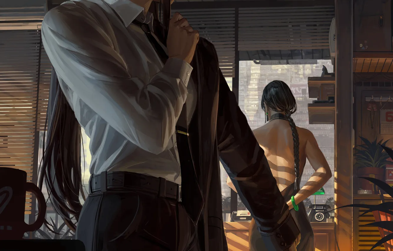 Photo wallpaper girl, room, dresses, Guweiz