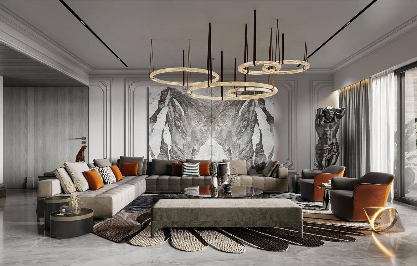Photo wallpaper design, style, room, interior, Suite, modern living room, luxury