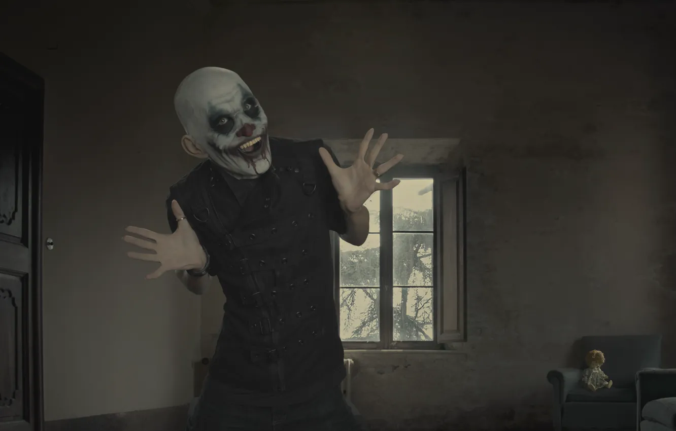 Photo wallpaper room, clown, bald