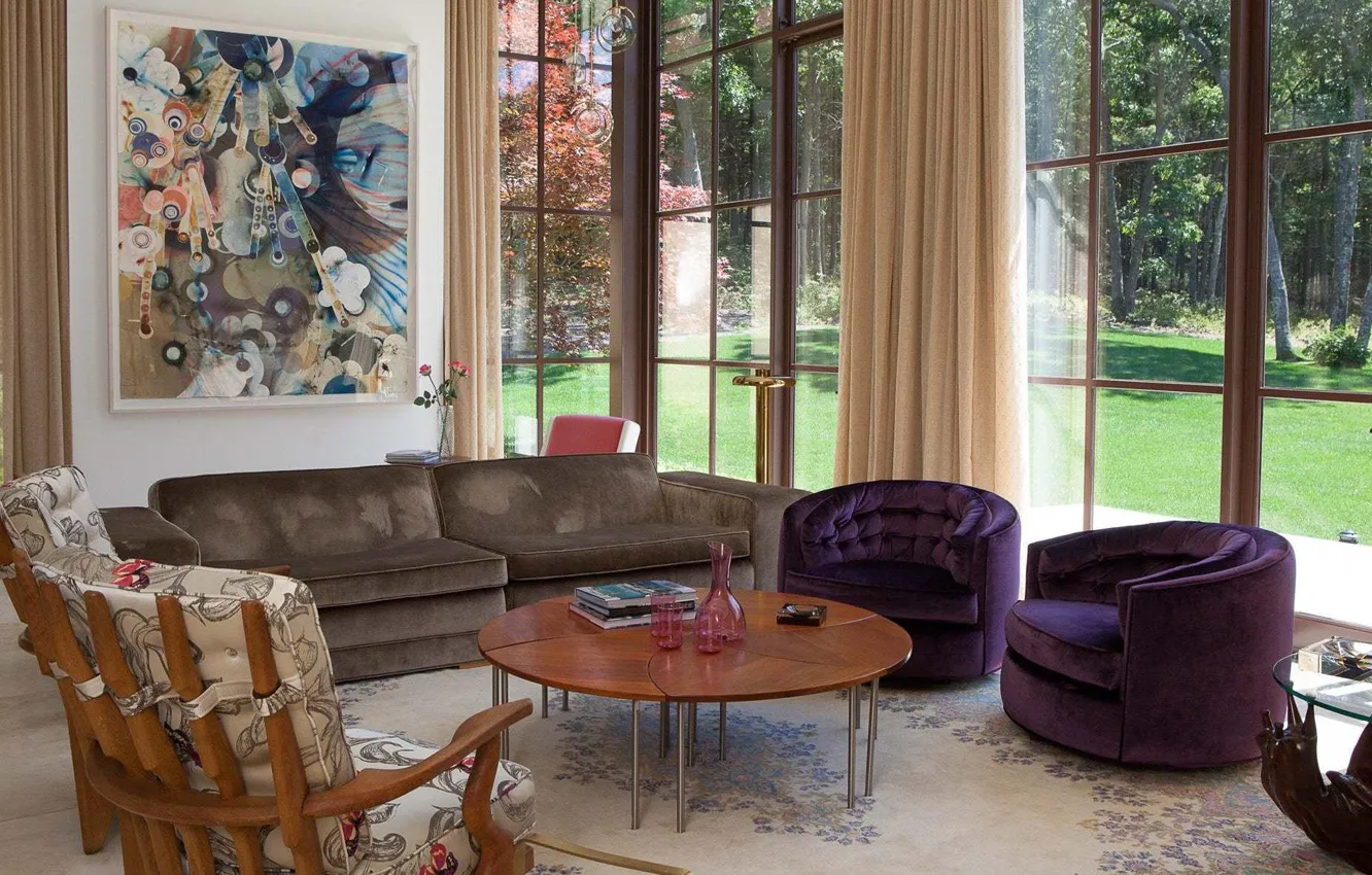 Photo wallpaper design, style, interior, New York, East Hampton, Modern living room, modern living room, East Hampton