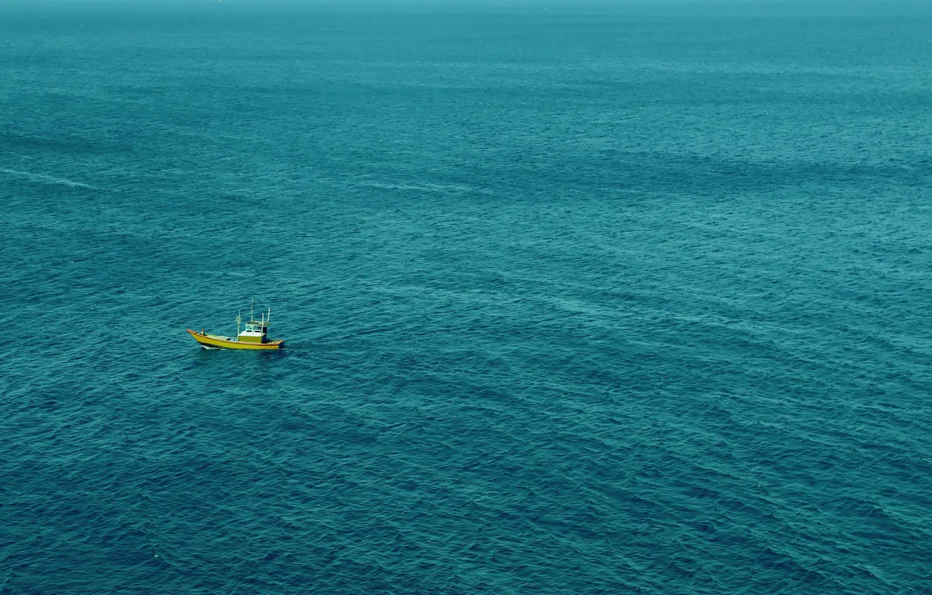 Photo wallpaper sea, boat, boat, top