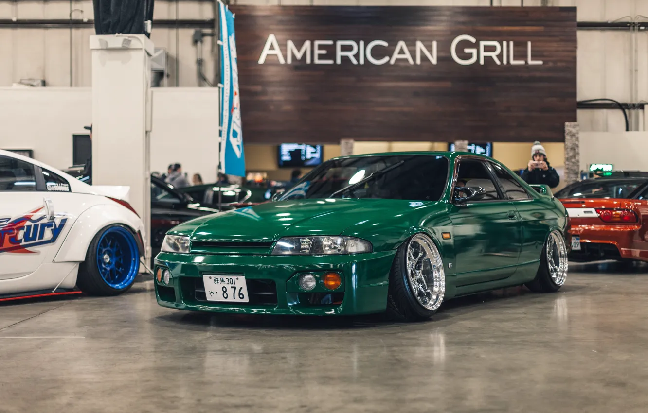 Photo wallpaper Silvia, Nissan, Green, Front, Stance, StanceNation, Silvia S14