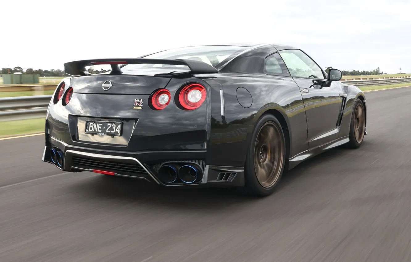 Photo wallpaper Nissan, GT-R, rear view, Nissan GT-R T-spec