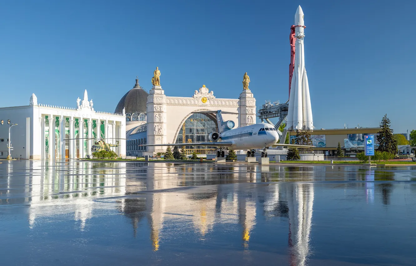 Photo wallpaper building, rocket, Moscow, ENEA, Russia, the plane, Exhibition of achievements of the National economy, The …