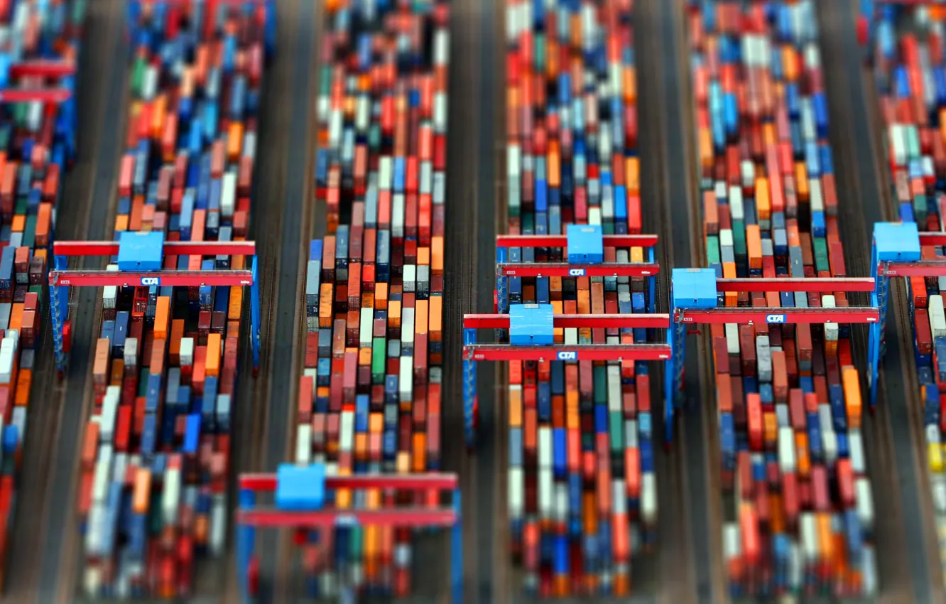 Photo wallpaper Port, The view from the top, Terminal, Cargo, Container, Container terminal