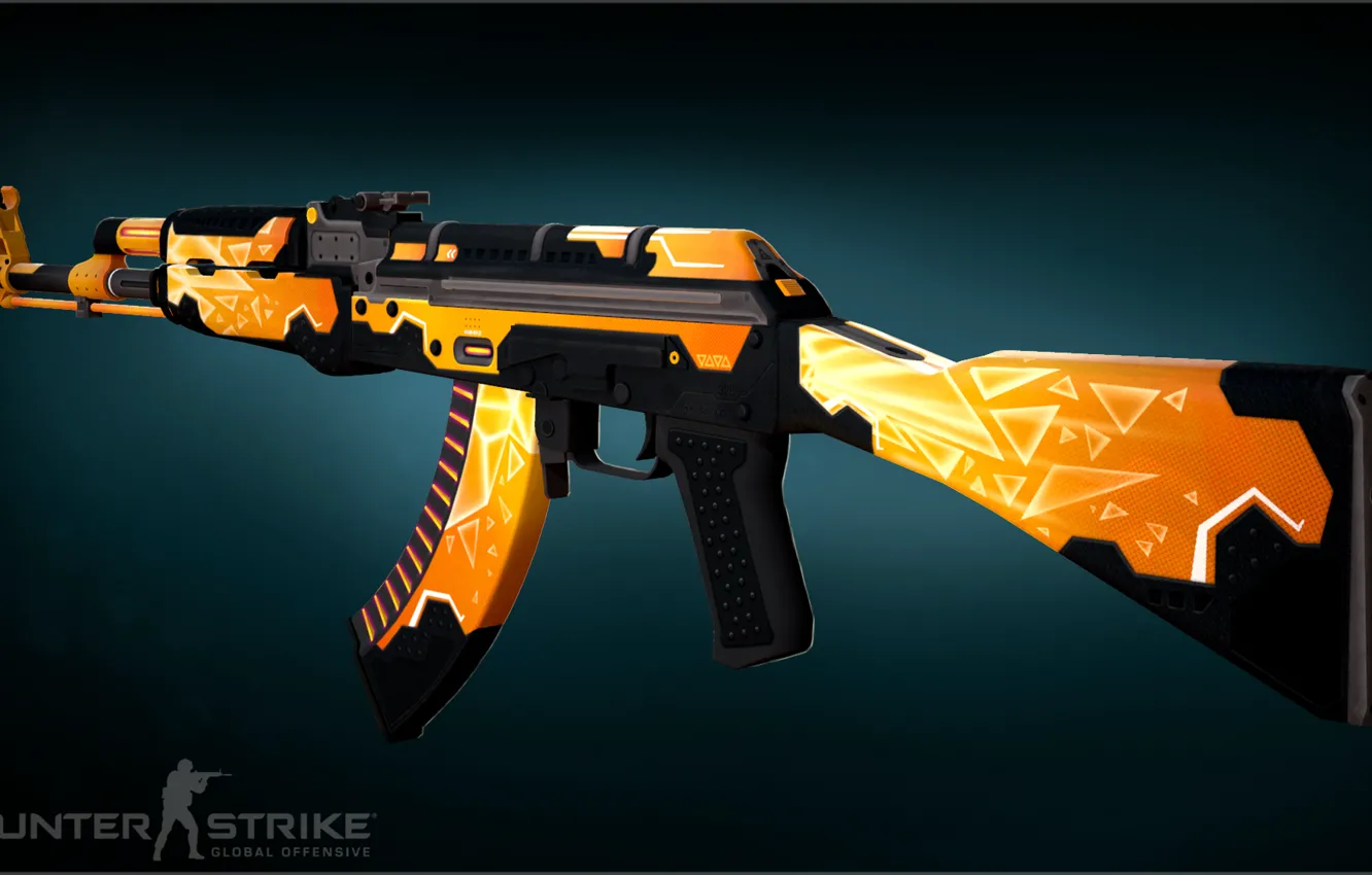 Photo wallpaper triangle, AK-47, paint, cs go, Workshop, gunsmith, Sunburst